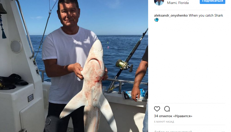 Беглый нардеп Онищенко ловит акул во Флориде